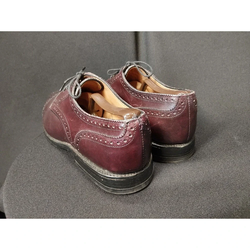 Allen Edmonds Sanford 5277 Burgundy Leather Cap Toe Brogue Derby SANFORD 8.5 E